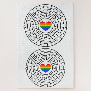 SlipperyJoe's maze encircles rainbow heart arrow m Jigsaw Puzzle