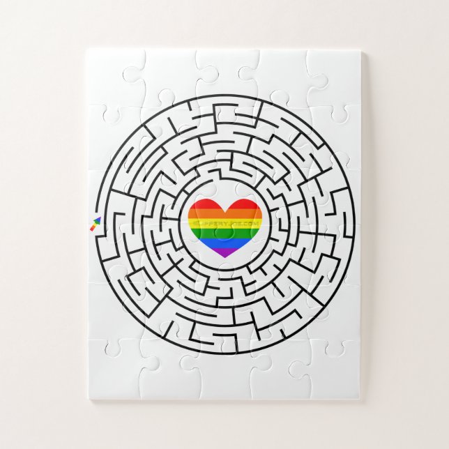 SlipperyJoe's maze encircles rainbow heart arrow m Jigsaw Puzzle (Vertical)