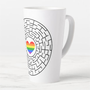 SlipperyJoe's maze encircles rainbow heart arrow m Latte Mug
