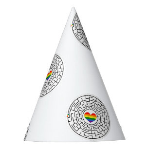 SlipperyJoe's maze encircles rainbow heart arrow m Party Hat