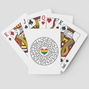 SlipperyJoe's maze encircles rainbow heart arrow m Playing Cards