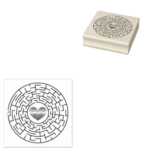 SlipperyJoe's maze encircles rainbow heart arrow m Rubber Stamp