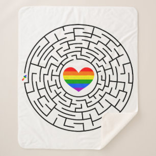 SlipperyJoe's maze encircles rainbow heart arrow m Sherpa Blanket