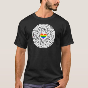 SlipperyJoe's maze encircles rainbow heart arrow m T-Shirt