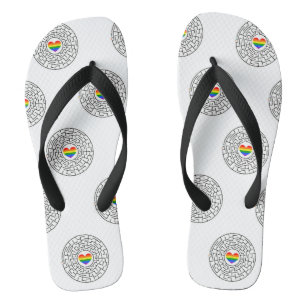 SlipperyJoe's maze encircles rainbow heart arrow m Thongs