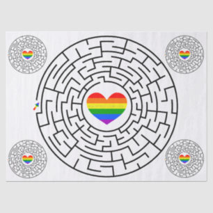 SlipperyJoe's maze encircles rainbow heart arrow m Tissue Paper