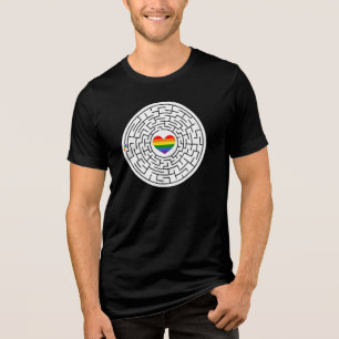 SlipperyJoe's maze encircles rainbow heart arrow m Tri-Blend Shirt
