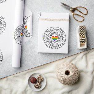 SlipperyJoe's maze encircles rainbow heart arrow m Wrapping Paper