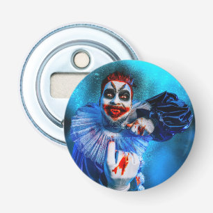 SlipperyJoe's menacing clown Happy Halloween red b Bottle Opener