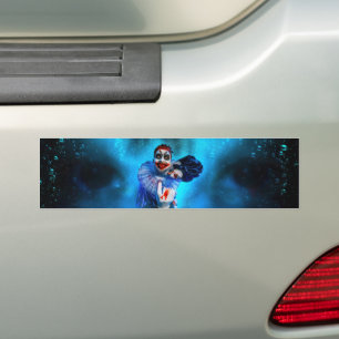 SlipperyJoe's menacing clown Happy Halloween red b Bumper Sticker