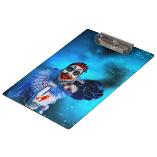 SlipperyJoe's menacing clown Happy Halloween red b Clipboard