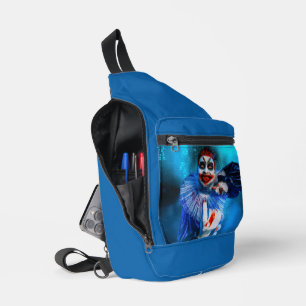 SlipperyJoe's menacing clown Happy Halloween red b Sling Bag