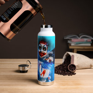 SlipperyJoe's menacing clown Happy Halloween red b Water Bottle