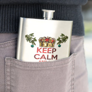 SlipperyJoe's Merry Christmas artistic tree orname Hip Flask