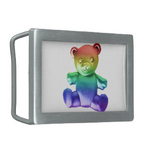 SlipperyJoe's metal teddy Bear rainbow proud celeb Belt Buckle