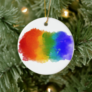 SlipperyJoe's modern pride splatter energy and col Ceramic Ornament