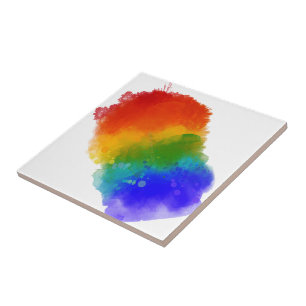 SlipperyJoe's modern pride splatter energy and col Ceramic Tile