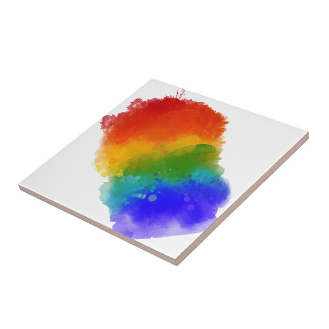 SlipperyJoe's modern pride splatter energy and col Ceramic Tile (Side)