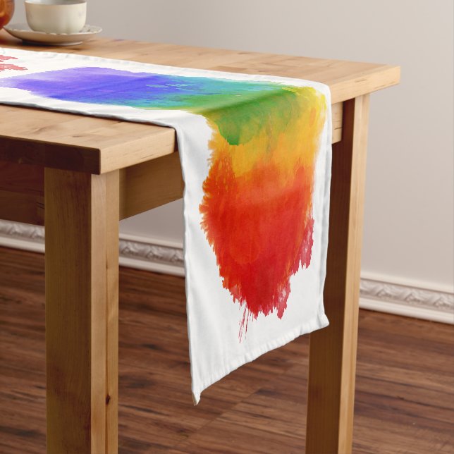 SlipperyJoe's modern pride splatter energy and col Short Table Runner (In Situ)