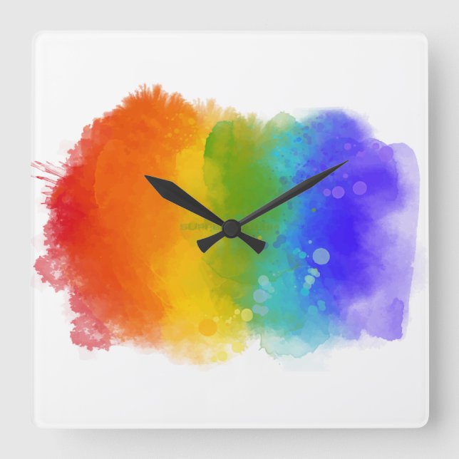 SlipperyJoe's modern pride splatter energy and col Square Wall Clock (Front)
