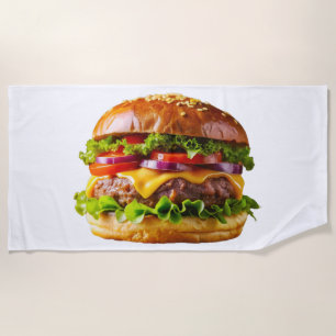 SlipperyJoe's mouthwatering cheeseburger crispy ba Beach Towel