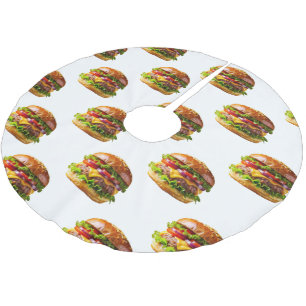 SlipperyJoe's mouthwatering cheeseburger crispy ba Brushed Polyester Tree Skirt