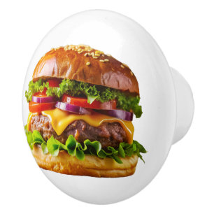 SlipperyJoe's mouthwatering cheeseburger crispy ba Ceramic Knob