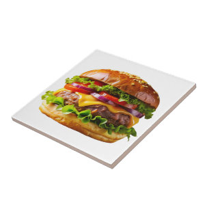 SlipperyJoe's mouthwatering cheeseburger crispy ba Ceramic Tile