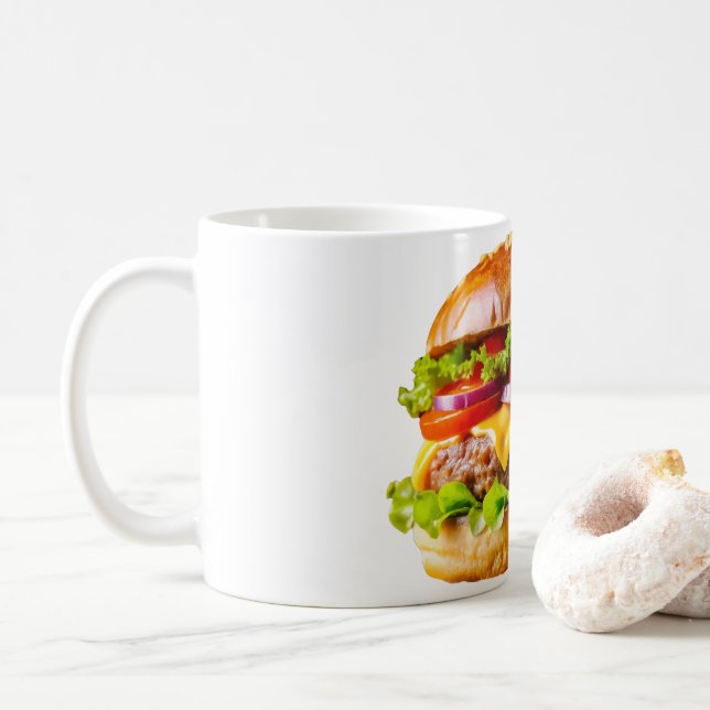 SlipperyJoe's mouthwatering cheeseburger crispy ba Coffee Mug (With Donut)