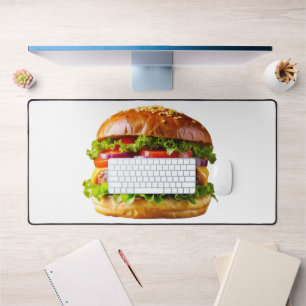 SlipperyJoe's mouthwatering cheeseburger crispy ba Desk Mat
