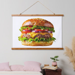SlipperyJoe's mouthwatering cheeseburger crispy ba Hanging Tapestry