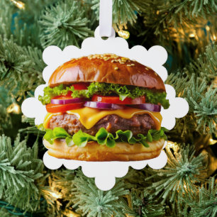 SlipperyJoe's mouthwatering cheeseburger crispy ba Tree Decoration Card