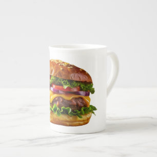 SlipperyJoe's mouthwatering stacked hamburger thic Bone China Mug