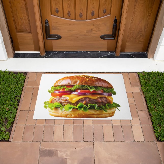 SlipperyJoe's mouthwatering stacked hamburger thic Doormat (Outdoor)