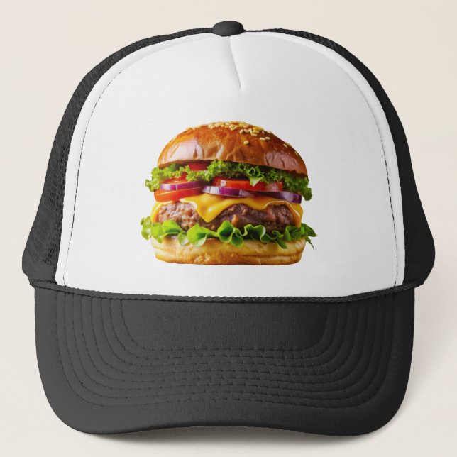 SlipperyJoe's mouthwatering stacked hamburger thic Trucker Hat (Front)