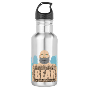 SlipperyJoe's muscular bald bear man stylised cart 532 Ml Water Bottle