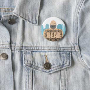 SlipperyJoe's muscular bald bear man stylised cart 6 Cm Round Badge