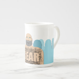 SlipperyJoe's muscular bald bear man stylised cart Bone China Mug