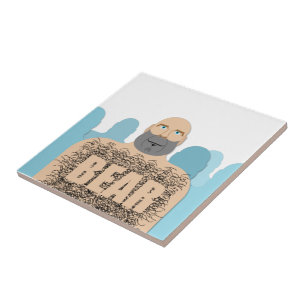 SlipperyJoe's muscular bald bear man stylised cart Ceramic Tile