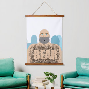 SlipperyJoe's muscular bald bear man stylised cart Hanging Tapestry