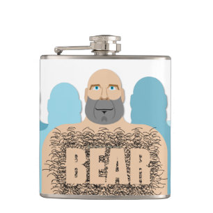 SlipperyJoe's muscular bald bear man stylised cart Hip Flask