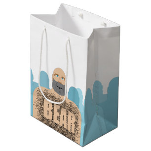 SlipperyJoe's muscular bald bear man stylised cart Medium Gift Bag