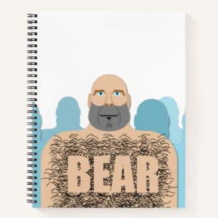 SlipperyJoe's muscular bald bear man stylised cart Notebook