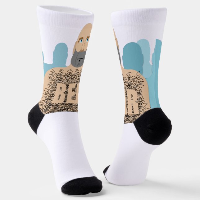 SlipperyJoe's muscular bald bear man stylised cart Socks (Angled)