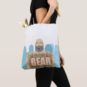 SlipperyJoe's muscular bald bear man stylised cart Tote Bag