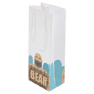 SlipperyJoe's muscular bald bear man stylised cart Wine Gift Bag