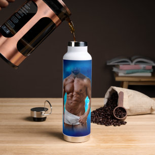 SlipperyJoe's muscular bearded man shirtless sixpa Water Bottle