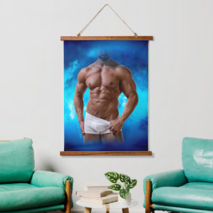 SlipperyJoe's muscular bearded man white underwear Hanging Tapestry