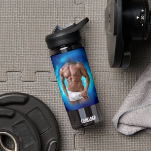 SlipperyJoe's muscular bearded man white underwear Water Bottle
