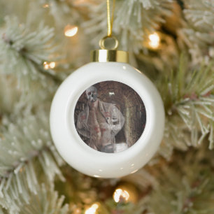 SlipperyJoe's muscular ghost stone dimly lit tunne Ceramic Ball Christmas Ornament